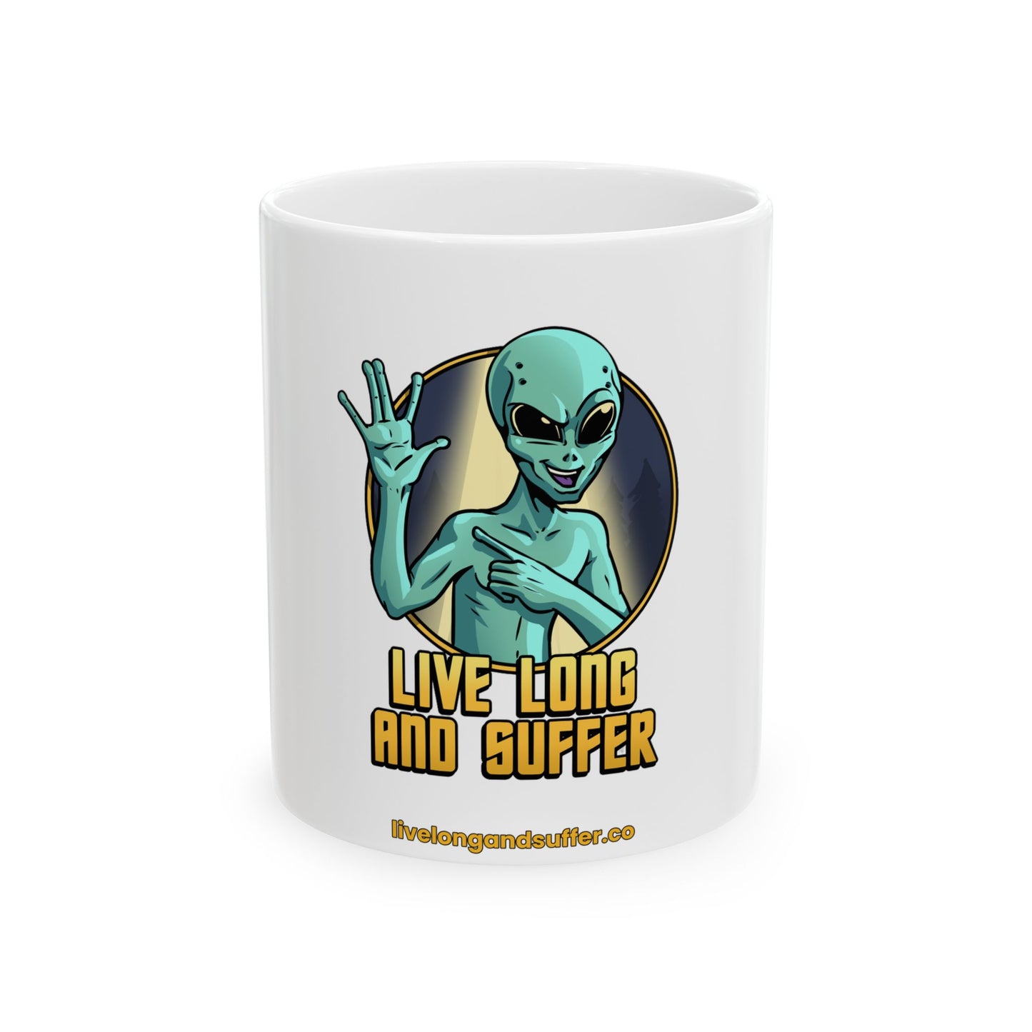 Alien Character 'Live Long and Suffer' Mug | Ceramic Coffee Cup