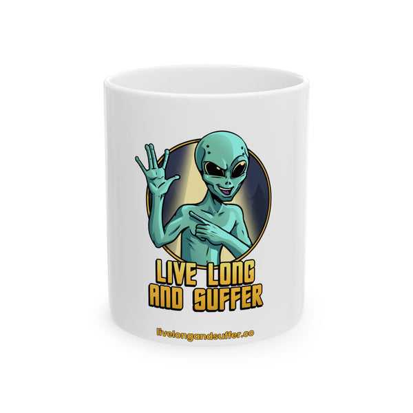 Alien Character 'Live Long and Suffer' Mug | Ceramic Coffee Cup